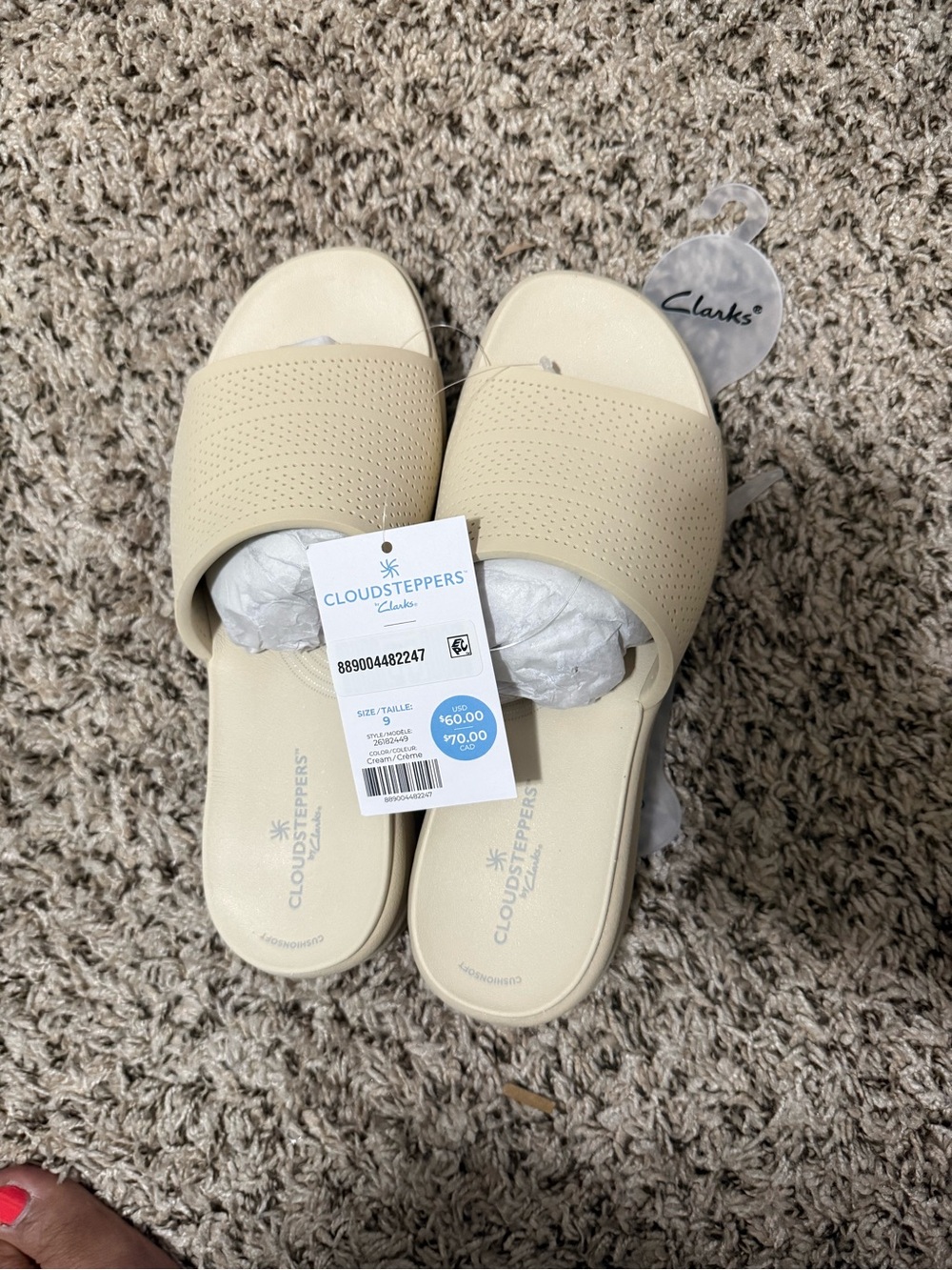 Clarks Cloudsteppers Women's Neutral Beige Slide Sandals
